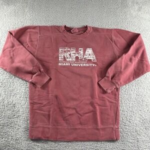 Miami University Crewneck Mens Small Red‎ Comfort Colors Faded Retro Style